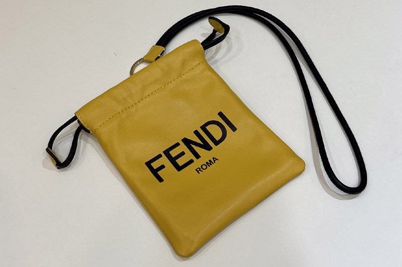 Fendi Pack mini Pouch Bag in Yellow Leather