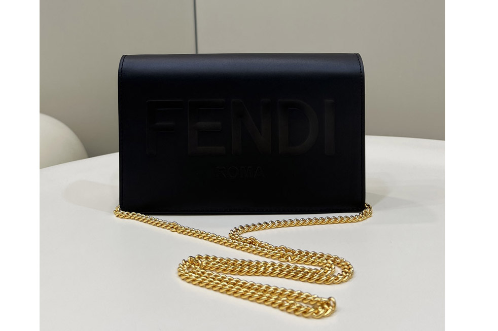 Fendi 8BS006 Wallet On Chain mini-bag in Black leather