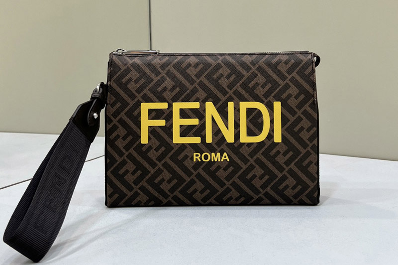 Fendi 7VA664 Fendi Clutch Bag in Brown fabric