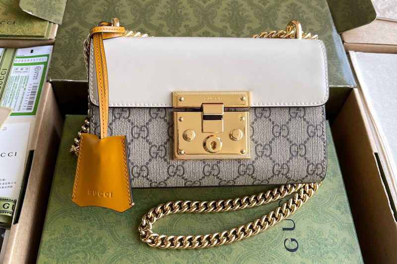 Gucci 409487 Padlock small shoulder bag in Beige and ebony GG Supreme canvas