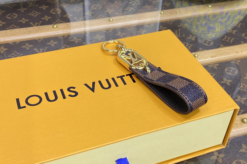 Louis Vuitton M00826 LV Link Dragonne Key holder in Damier Ebene Canvas