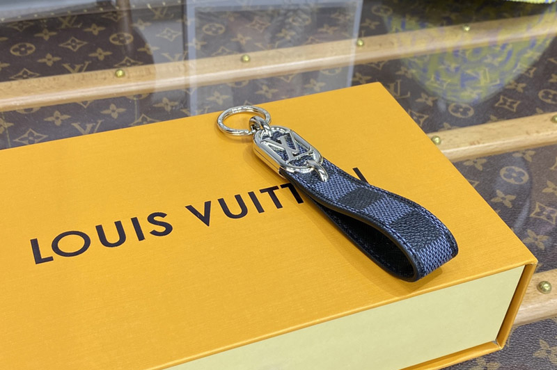 Louis Vuitton M00826 LV Link Dragonne Key holder in Damier Graphite Canvas