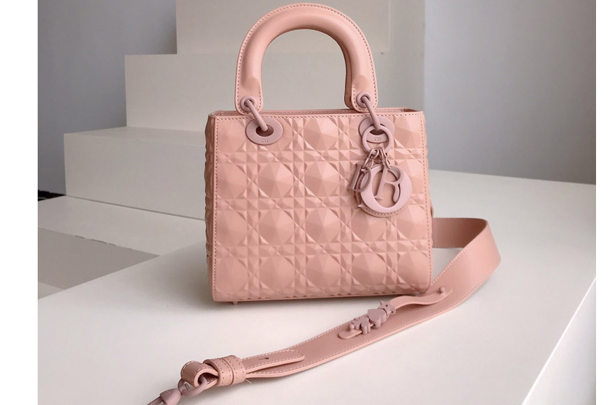 Dior M0538 Small Lady Dior My ABCDior bag in Pink Cannage Calfskin with Diamond Motif