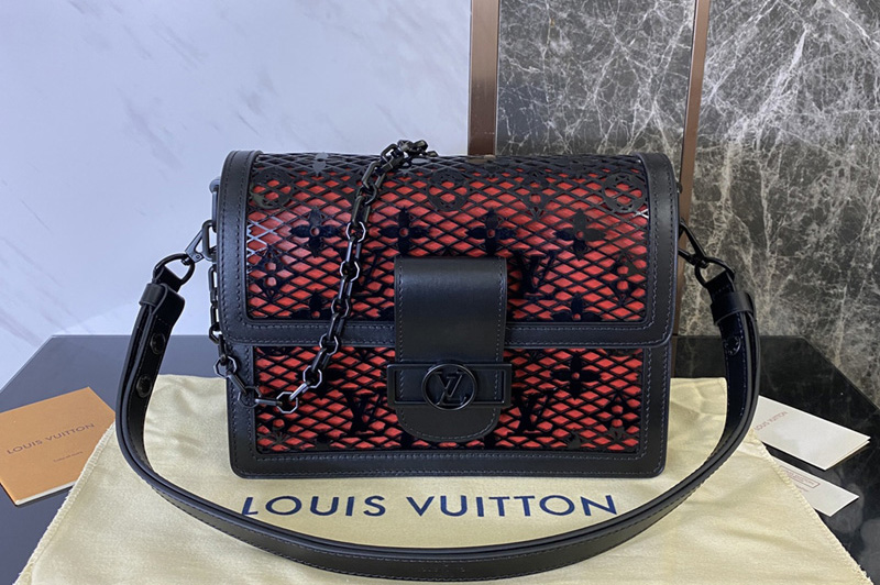 Louis Vuitton M20591 LV Dauphine MM handbag on Black Patent calfskin