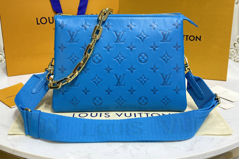 Louis Vuitton M20769 LV Coussin PM handbag in Blue Monogram-embossed puffy calfskin