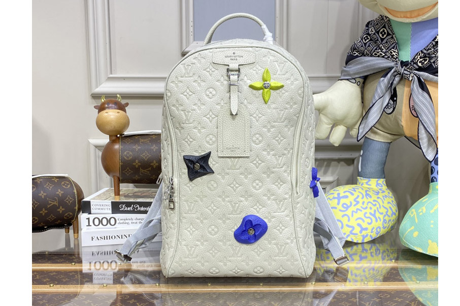 Louis Vuitton M20877 LV Ellipse Backpack in White Taurillon Monogram embossed cowhide leather