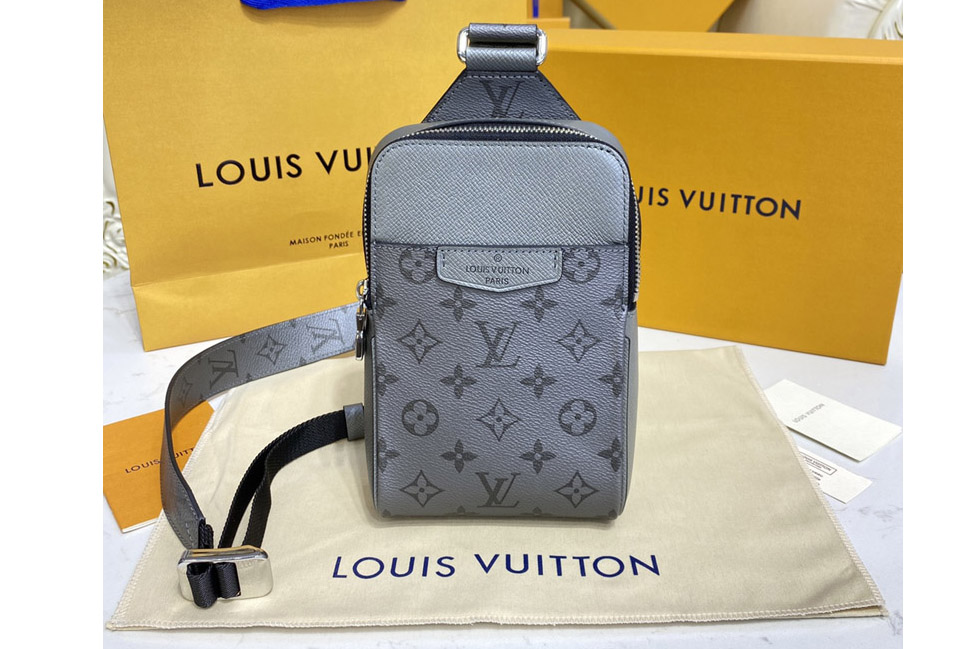 Louis Vuitton M30833 LV Outdoor Sling bag in Gray Monogram coated canvas and Taiga leather