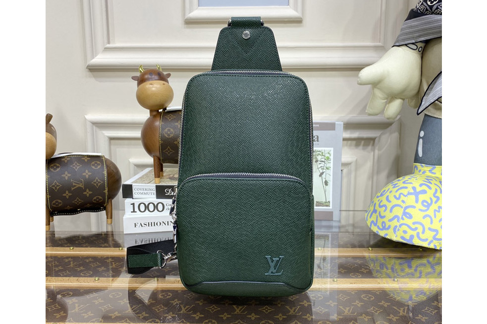 Louis Vuitton M30860 LV Avenue Sling Bag in Green Taiga leather
