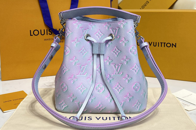 Louis Vuitton M46173 LV NeoNoé BB bucket bag in Purple Monogram Empreinte leather