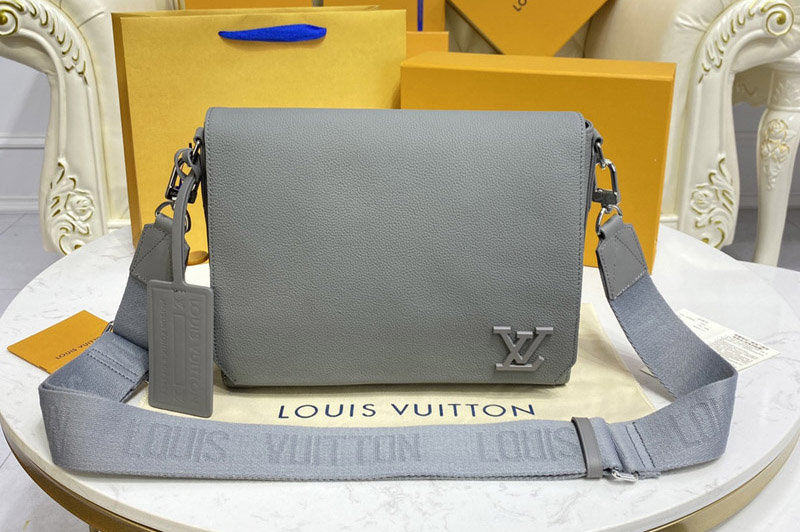Louis Vuitton M59327 LV New Messenger Bag in Gray Aerogram leather