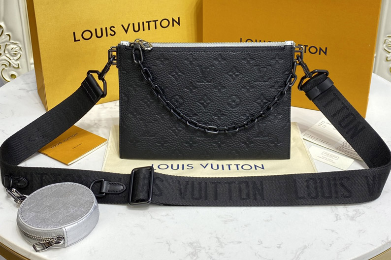 Louis Vuitton M59682 LV Trio Pouch bag in black Taurillon Monogram leather