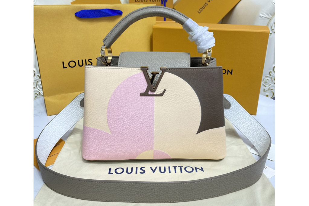 Louis Vuitton M59699 LV Capucines BB handbag in Gray/Cream Taurillon leather