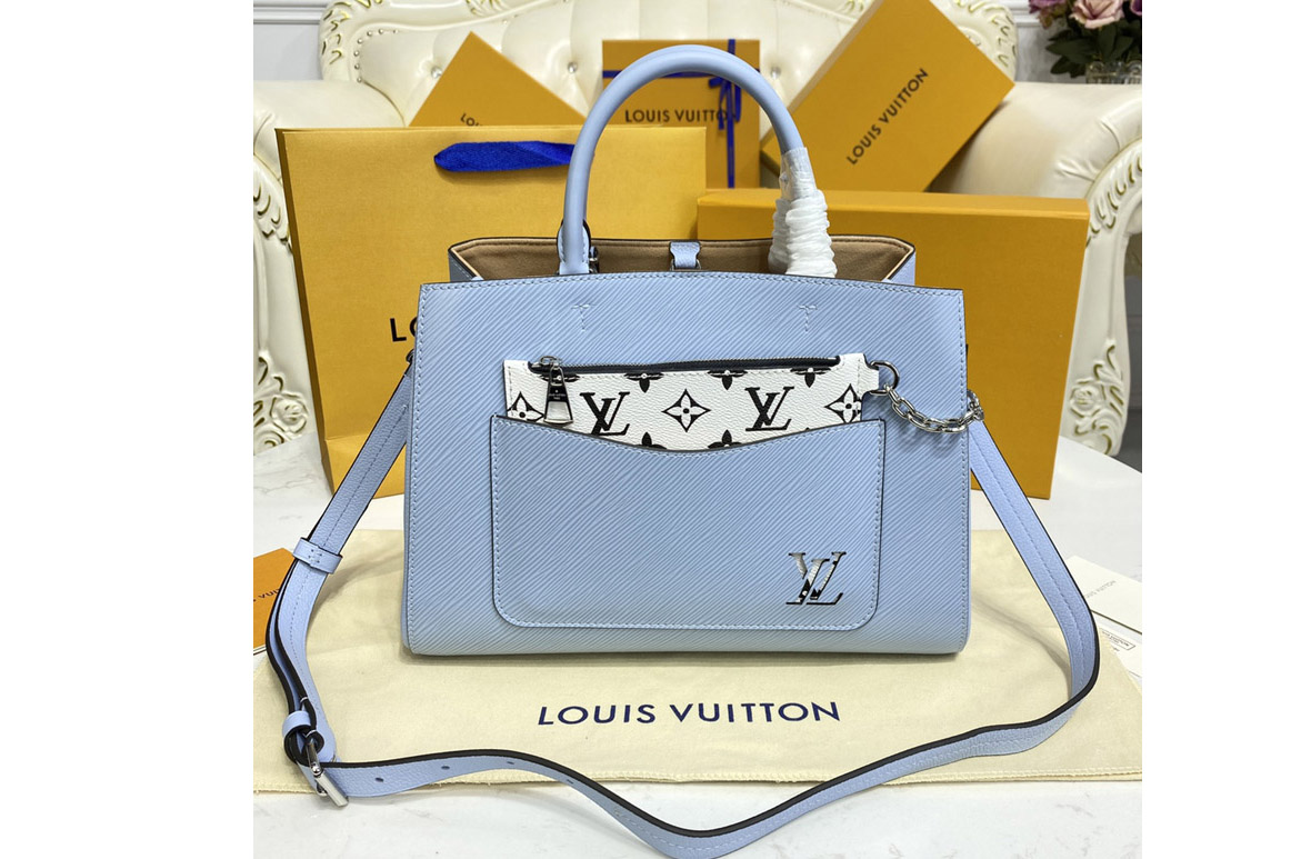 Louis Vuitton M59953 LV Marelle Tote MM bag in Blue Epi leather