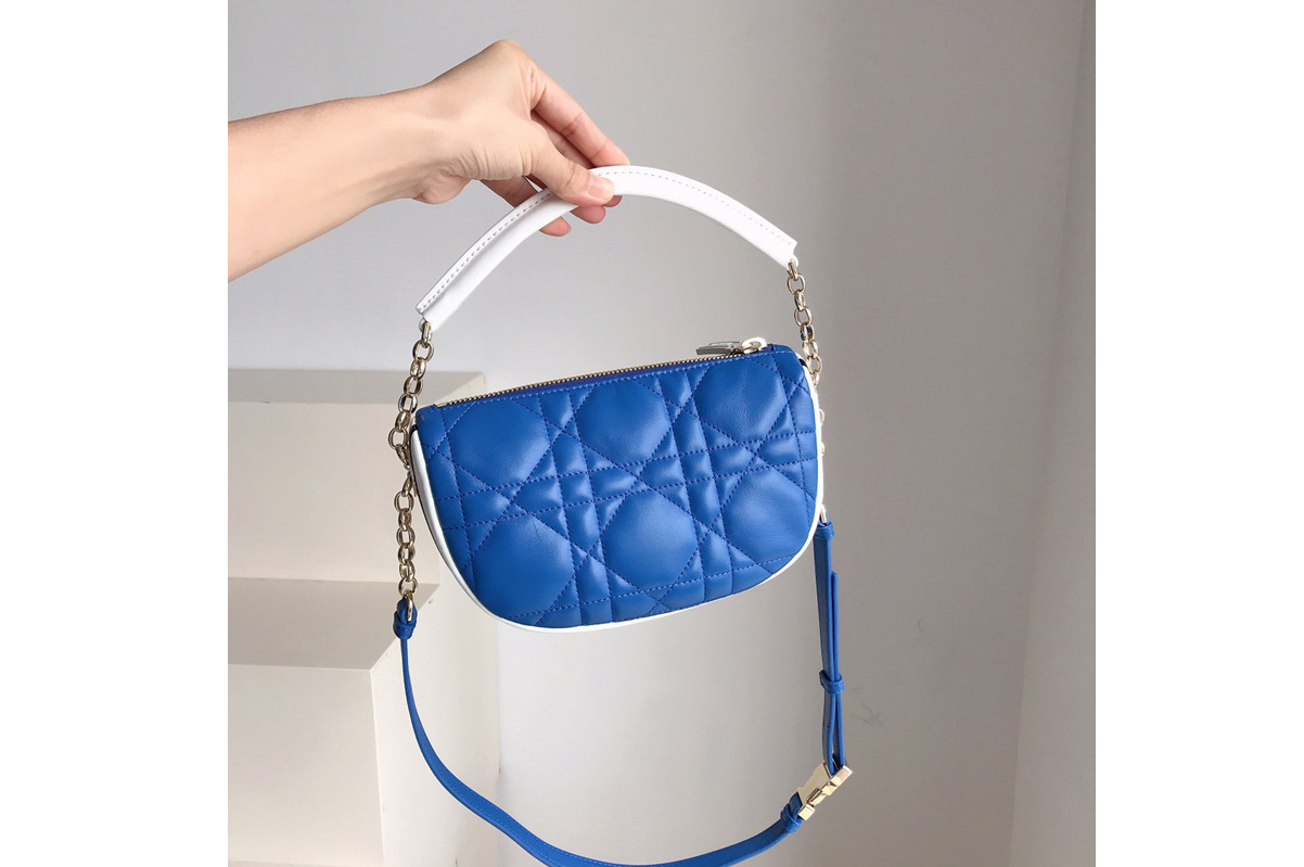 Christian Dior M7200 Small Dior Vibe Hobo bag in Blue Cannage Lambskin