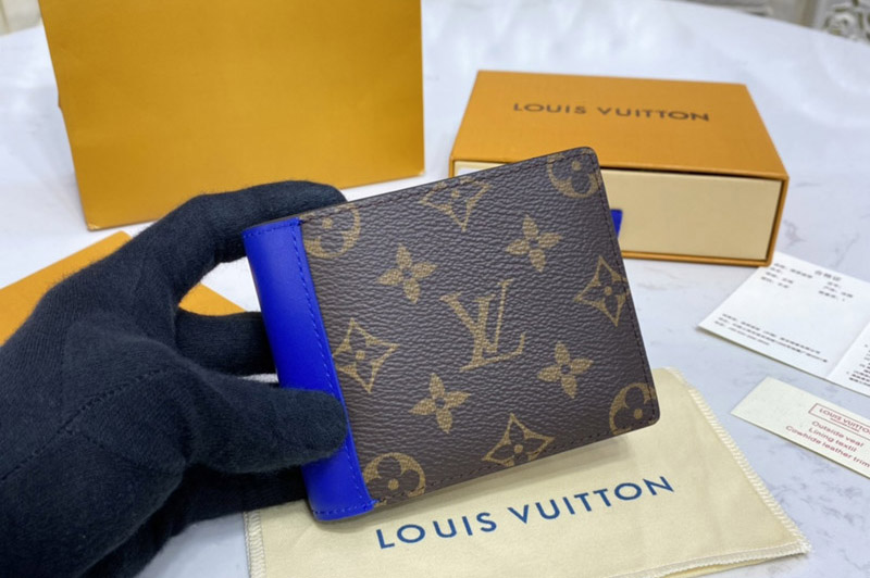 Louis Vuitton M69408 LV Multiple wallet in Monogram Macassar coated canvas With Blue