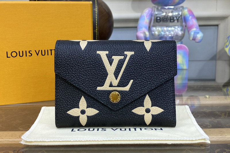 Louis Vuitton M80968 LV Victorine wallet in Black/Beige Monogram Empreinte leather