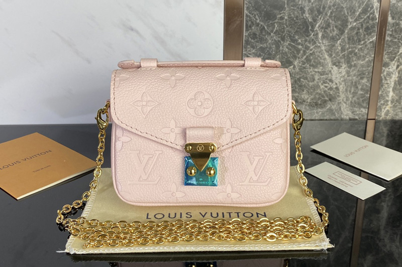 Louis Vuitton M81389 LV Micro Metis Bag on Pink Monogram Empreinte leather