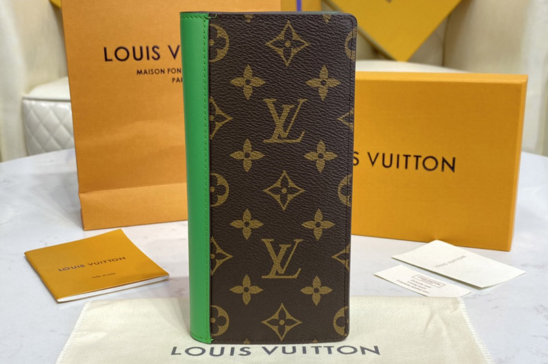 Louis Vuitton M81538 LV Brazza wallet in Monogram Macassar coated canvas With Green