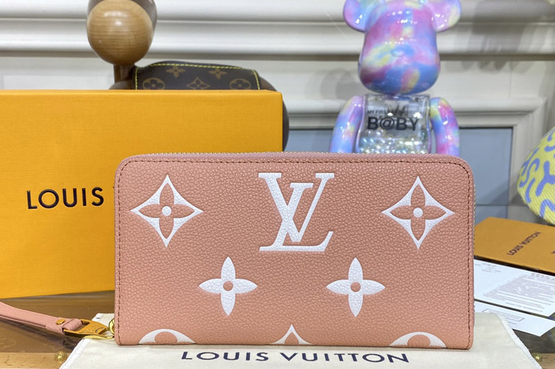 Louis Vuitton M81645 LV Zippy Wallet in Pink/Cream Monogram Empreinte leather