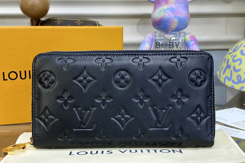 Louis Vuitton M81510 LV Zippy Wallet in Black Monogram-embossed lambskin