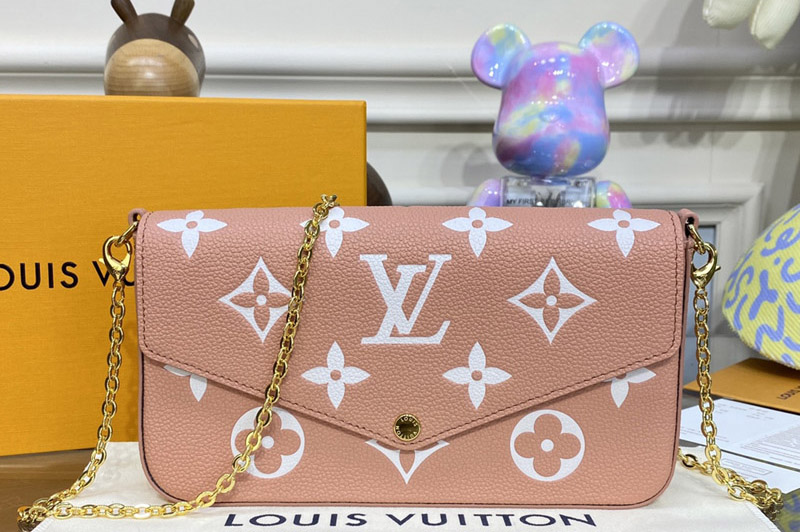 Louis Vuitton M81759 LV Felicie Pochette Bag in Pink/Cream Monogram Empreinte leather