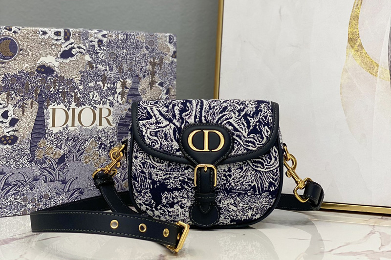 Christian Dior M9317 Small Dior Bobby Bag in Blue Toile de Jouy Reverse Jacquard