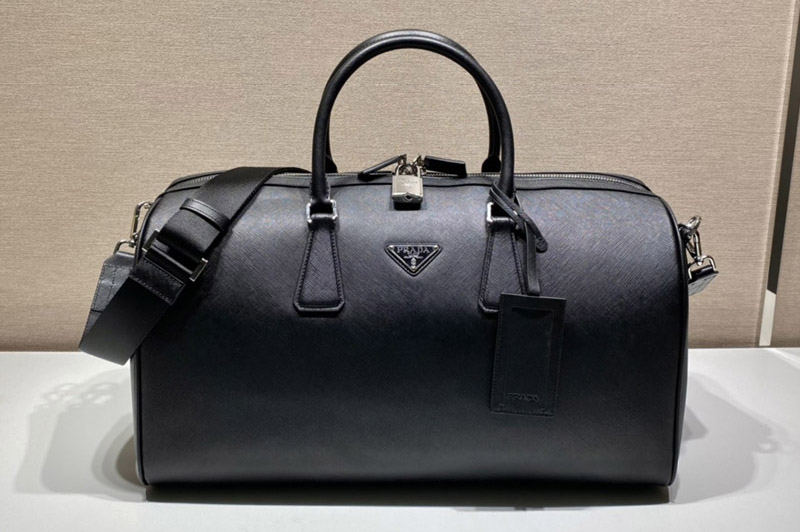 Prada 2VC018 Saffiano Leather Travel Bag in Black Leather