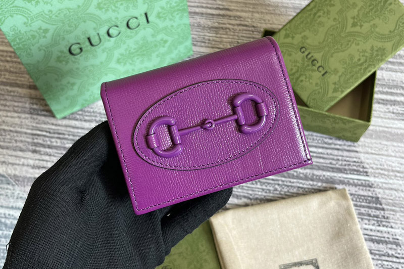 Gucci 621887 Gucci Horsebit 1955 card case wallet in Purple leather