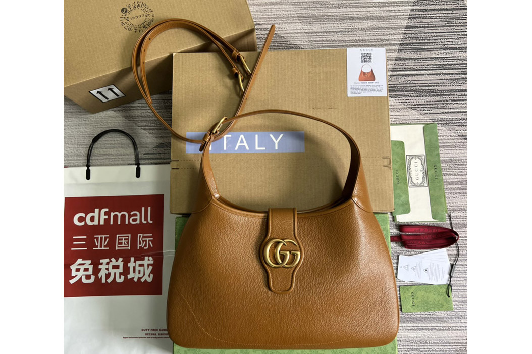 Gucci ‎726274 Aphrodite medium shoulder bag in Brown soft leather
