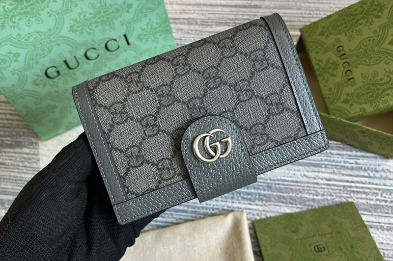 Gucci ‎‎‎‎732755 Ophidia passport case in Grey and black GG Supreme canvas
