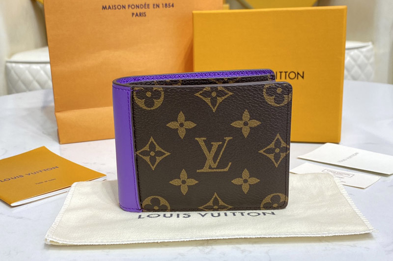 Louis Vuitton M69408 LV Multiple wallet in Monogram Macassar coated canvas With Purple