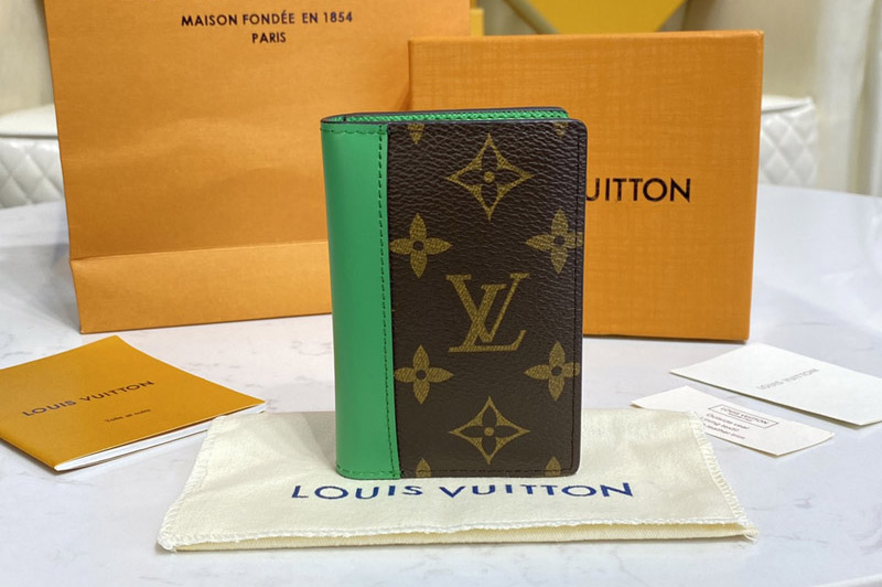 Louis Vuitton M81536 LV Pocket Organizer Wallet in Monogram canvas With Green