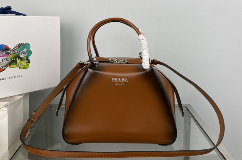 Prada 1BA366 Small brushed leather Prada Supernova handbag in Brown Leagther