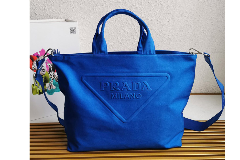 Prada 1BG081 Canvas bag in Blue Canvas