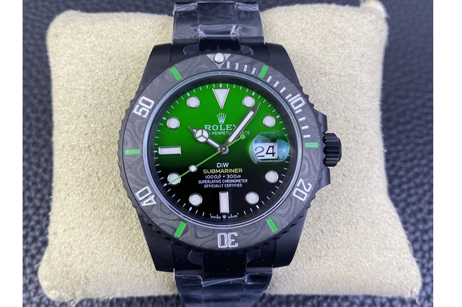 Rolex Submariner DIW "Parakeet" DLC VSF 1:1 Best Edition Black/Green Dial on DLC Bracelet VS3135