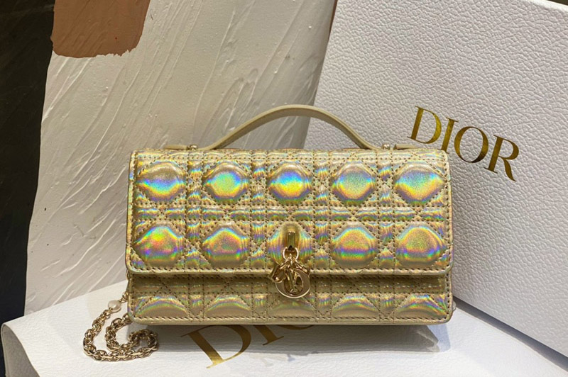 Dior S0980 Christian Dior Miss Dior mini bag in Yellow Gold Cannage Lambskin