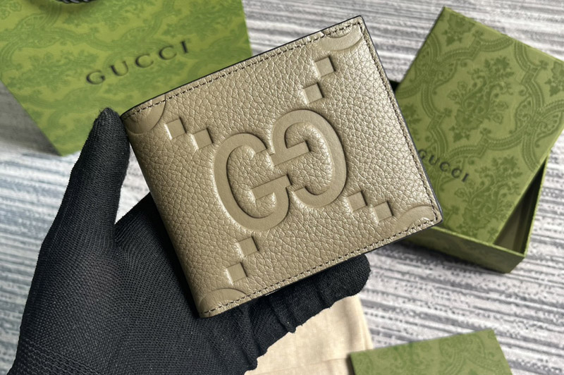 Gucci 739475 Jumbo GG Wallet in Gray jumbo GG leather
