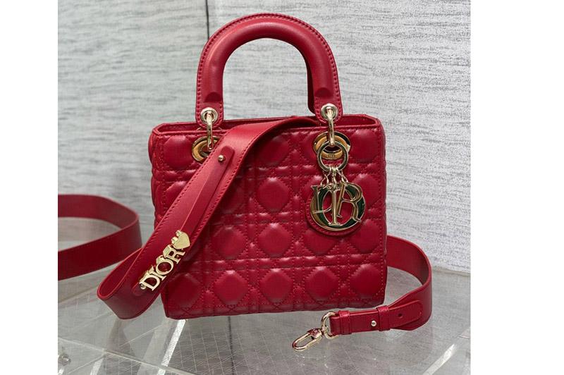 Dior M0538 Christian Dior Small Lady Dior My ABCDior bag in Red Cannage Lambskin