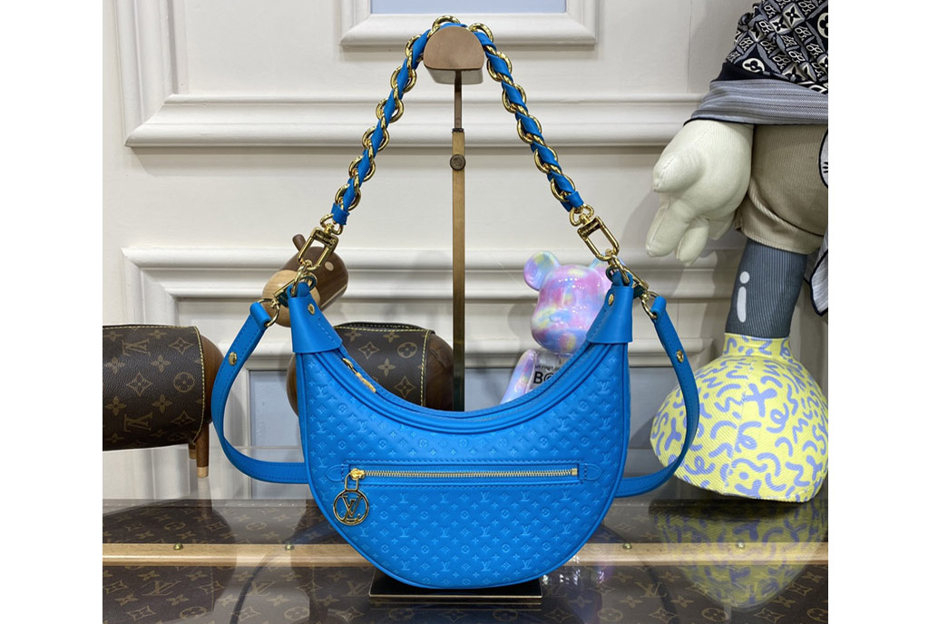 Louis Vuitton M22593 LV Loop baguette handbag in Blue Calfskin