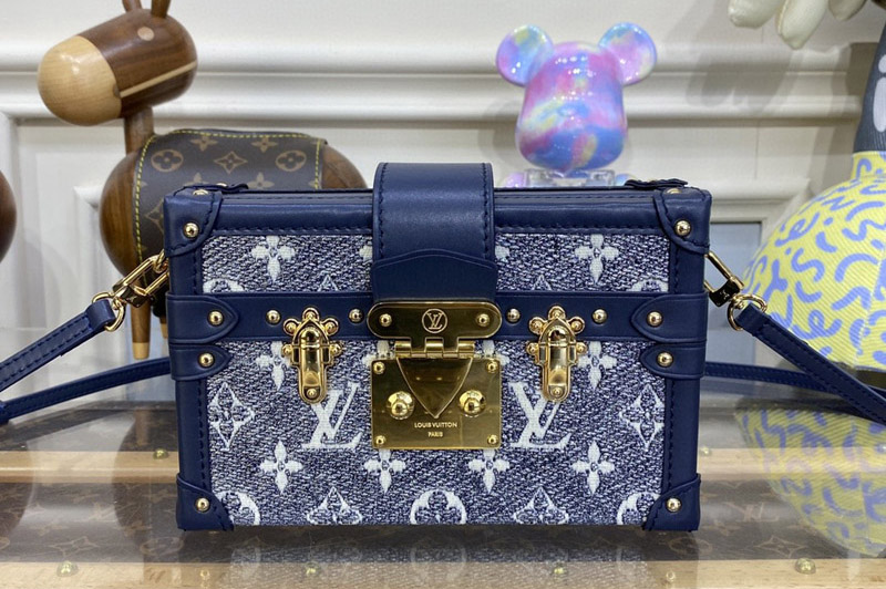 Louis Vuitton M22882 LV Petite Malle handbag in Blue Monoglam coated canvas