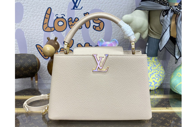 Louis Vuitton M23082 LV Capucines BB handbag in Quartz White Taurillon leather