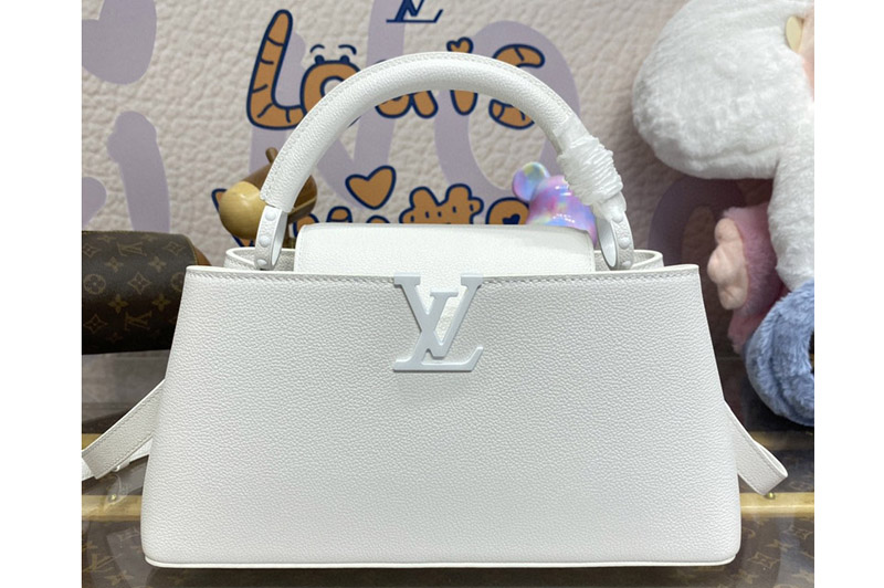 Louis Vuitton M23948 LV Capucines East-West MM handbag in Optic White Matte Taurillon Leather