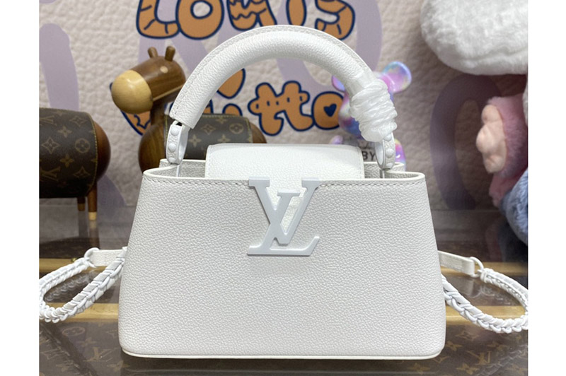 Louis Vuitton M23956 LV Capucines East-West Mini handbag in Optic White Matte Taurillon Leather