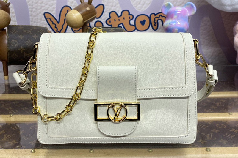 Louis Vuitton M25050 LV Dauphine Soft MM handbag in White Calfskin