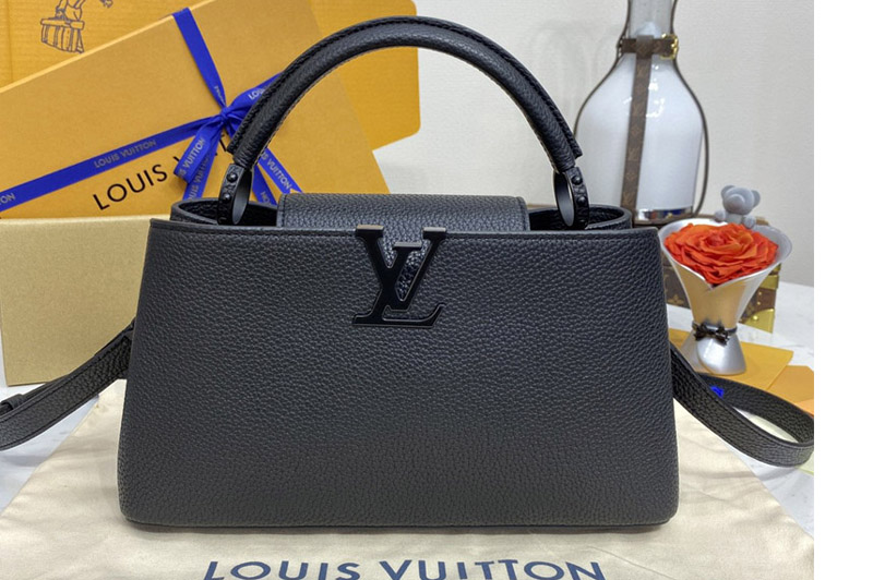 Louis Vuitton M27185 LV Capucines East-West BB Bag in All Black Matte Taurillon Leather