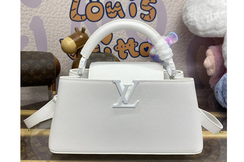 Louis Vuitton M27185 LV Capucines East-West BB Bag in Optic White Matte Taurillon Leather