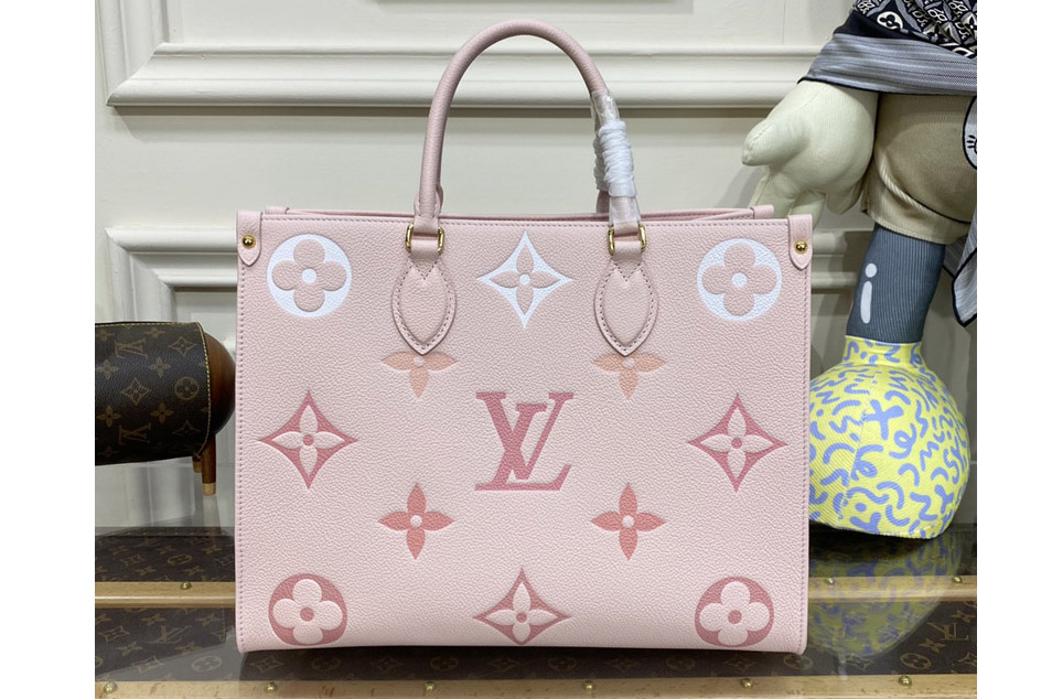 Louis Vuitton M46542 LV OnTheGo MM Bag in Pink Monogram Empreinte leather