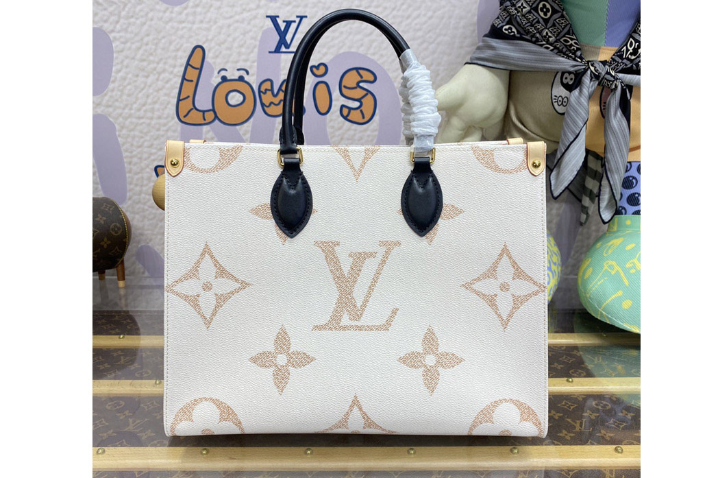 Louis Vuitton M46912 LV OnTheGo MM bag in Monogram Dune coated canvas