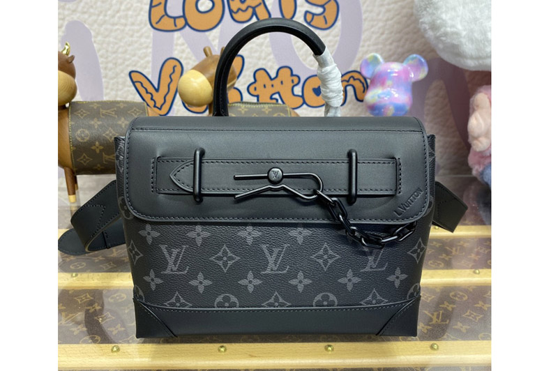 Louis Vuitton M46953 LV Steamer PM Bag in Monogram Eclipse coated canvas