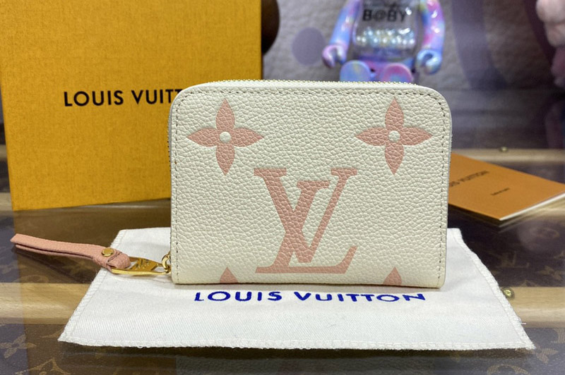 Louis Vuitton M60574 LV Zippy Coin Purse in White/Pink Monogram Empreinte Leather